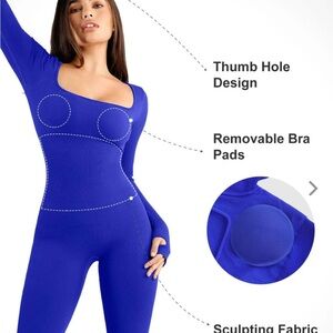 Elegant Blue Long-Sleeve Jumpsuit